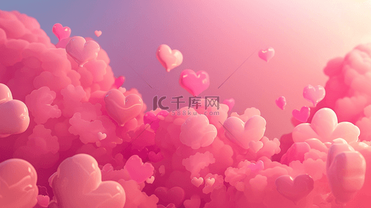 粉色梦幻气球爱心天空升起的背景2