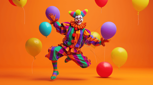 狂欢愚人节快乐小丑和气球设计图