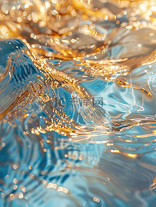 蓝色波浪素材背景图片_金色上的蓝色波浪背景素材
