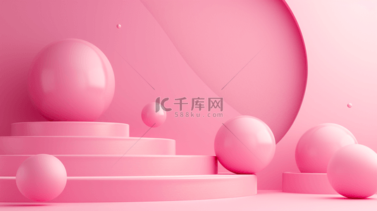 简约粉色室内设计圆形球类场景的背景11