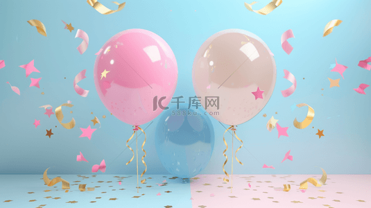 简约唯美缤纷粉蓝色气球的背景13