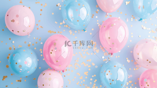 粉色缤纷背景图片_简约唯美缤纷粉蓝色气球的背景12