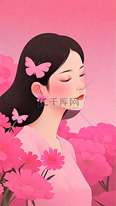 8花朵背景图片_粉色妇女节清新优雅女孩背景8