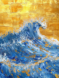 金色上的蓝色波浪背景图