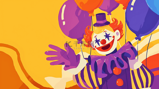 狂欢愚人节快乐小丑和气球图片