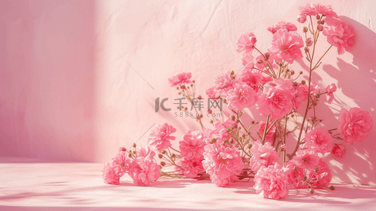 粉色花朵质感背景图片_粉色浪漫女神节舞台场景的背景6