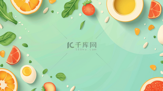 铁丝水果盘背景图片_彩色缤纷平面平铺水果蔬菜的背景3