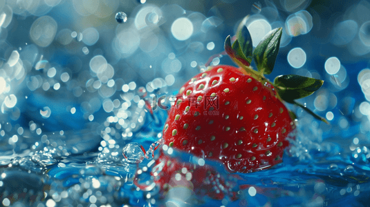 晶莹水珠水洗新鲜草莓的背景6