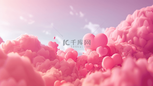 粉色梦幻气球爱心天空升起的背景11