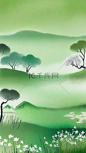 山清明背景图片_绿色清新春天清明节风景背景图