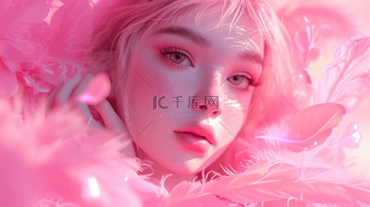粉色时尚梦幻朦胧女神头像的背景2