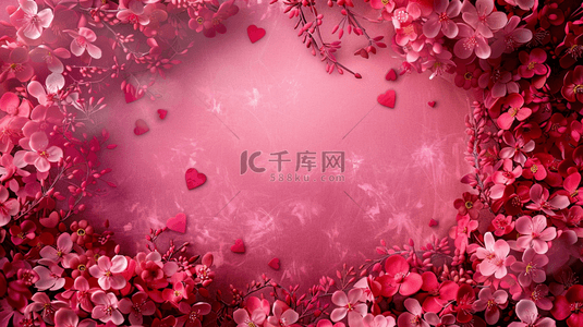唯美粉色花瓣背景图片_女神节节日平铺花朵礼物的背景11