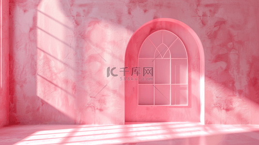 绘画粉色花背景图片_女神节妇女节粉色拱窗花窗背景14
