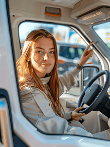 开新能源汽车自驾出行的年轻女性