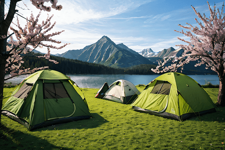 春季户外露营帐篷摄影图2