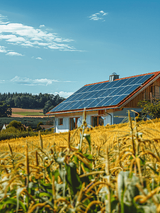 农村房屋上的太阳能电伏板