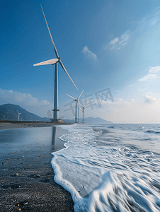 平潭风车摄影照片_新能源福建平潭海边的风力发电厂