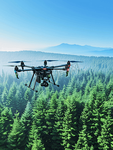 太阳能无人机飞越森林