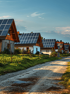 农村房屋上的太阳能电伏板