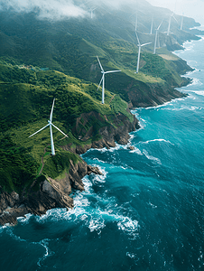 海边环保风能发电风光