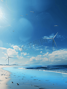 海边环保风能发电风光