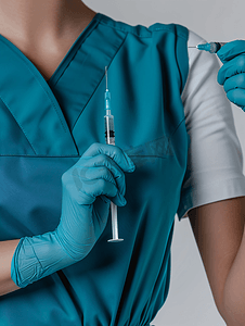 注射新冠疫苗摄影照片_护士准备注射疫苗手部特写