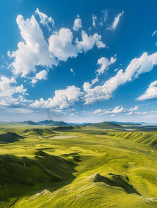 草地白云摄影照片_内蒙古大草原夏季景观