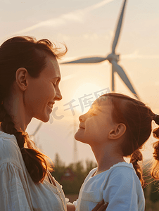 妈妈教女儿低碳环保新能源知识