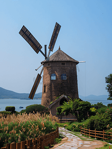 清新福建摄影照片_福建漳浦六鳌海滩风车