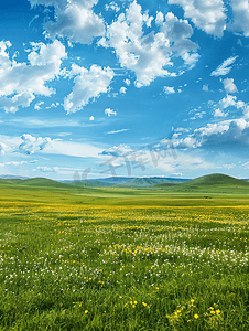夏天的内蒙古锡林浩特的黄花沟草原风光