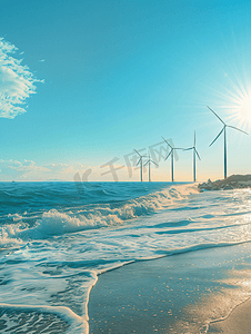 海边环保风能发电风光
