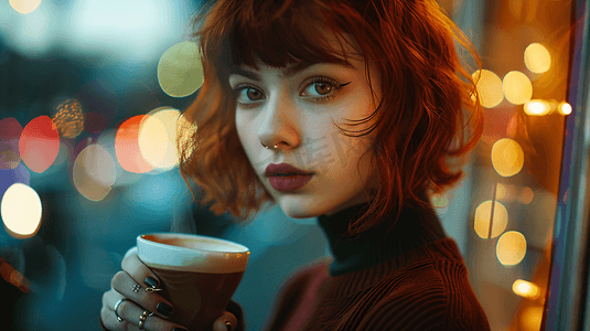 喝奶茶咖啡的女性摄影3