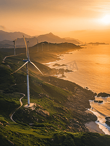 山东曲阜孔庙龙柱摄影照片_山东威海海边的风力发电机