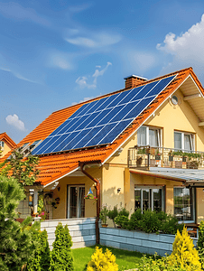 现代家庭的太阳能电池板
