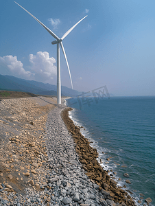 新能源福建平潭海边的风力发电厂