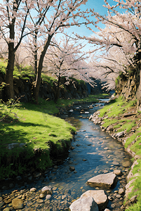 春日山间溪水风景图6高清图片