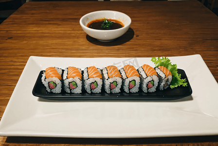 盘子里的美味寿司摄影图6