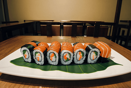 盘子里的寿司摄影照片2