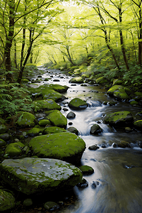 春日山间溪流美丽风景图10高清图片