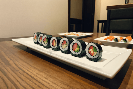 日料日料摄影照片_盘子里的美味寿司摄影图7