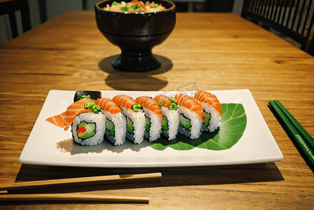 盘子里的寿司摄影图片1