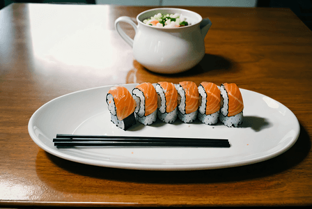 盘子里的美味寿司摄影图5