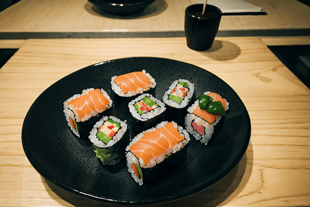 盘子里的美味寿司摄影图9