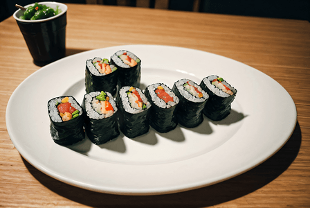盘子里的美味寿司摄影图2