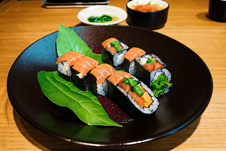 盘子里的美味寿司摄影图8