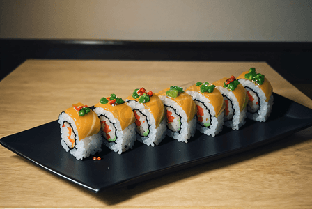 盘子里的美味寿司摄影图3