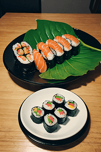 三文鱼海苔寿司摄影图8