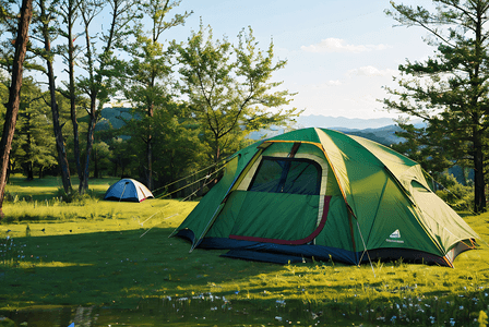 春天室外帐篷露营摄影图10