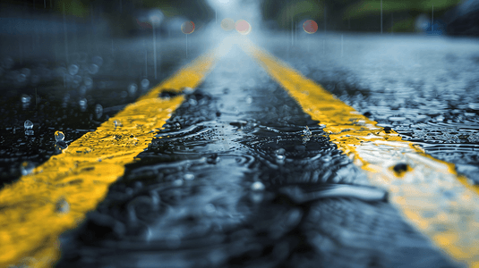 阴天雨天摄影照片_下雨天的路面摄影44