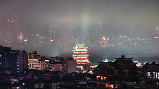 实拍南昌地标滕王阁夜景摄影